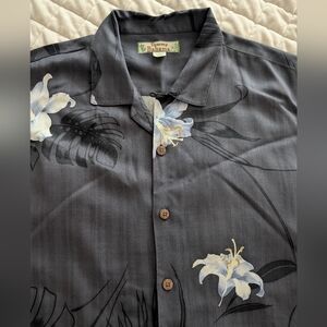 Tommy Bahama Men's Charcoal Gray Floral Camp Shirt